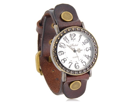 Women's Analog Watch With Pu Leather Strap Copper Watches Vintage